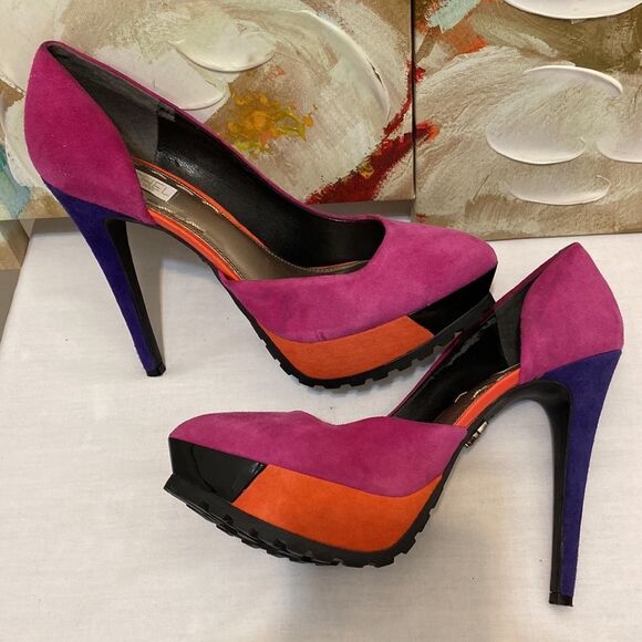 Rachel Roy Leather Multicolor Platforms Stilettos - Picture 1 of 7